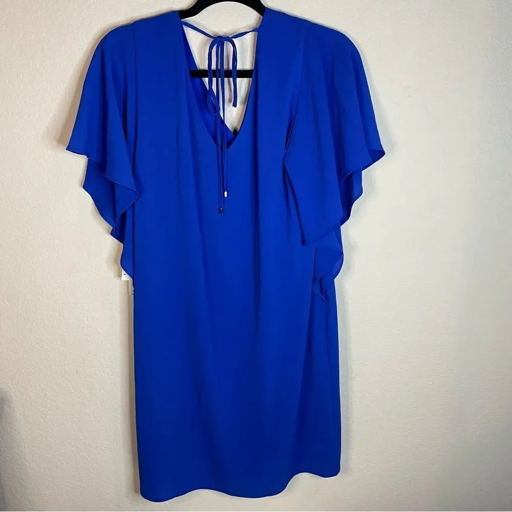 Eliza J NWT Shift V-neck Dress Ruffled Sleeves